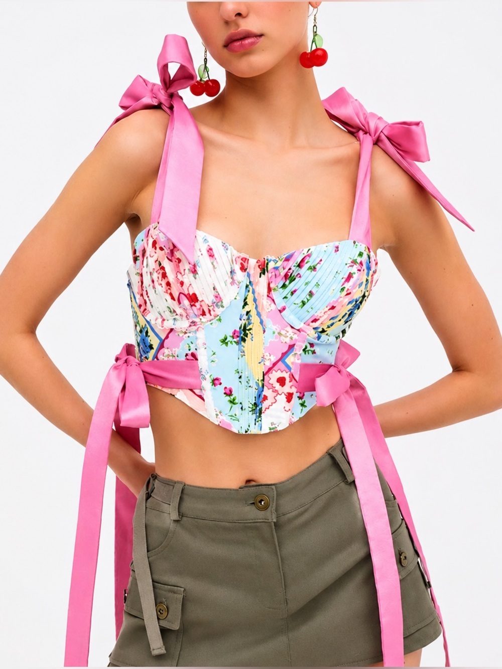 For Love & Lemons Eugene Corset Top Size Small NWT Floral Ribbon Corset 🎀🌸